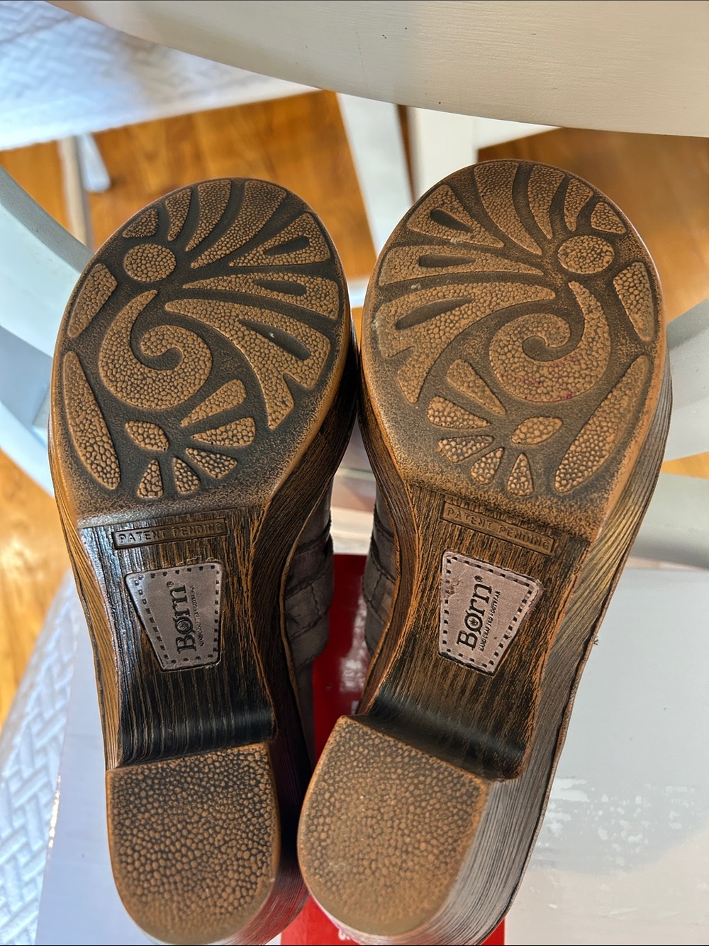 Born Women's Brown Leather Slip-On Heeled Loafers - Picture 5 of 7